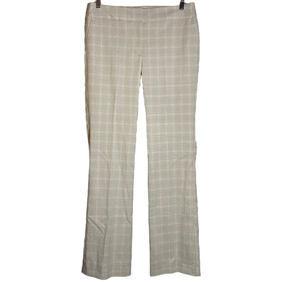 Ann Taylor Factory Pale Beige Gray Pink Plaid Dress Pants High Rise 6 Career - Picture 1 of 16